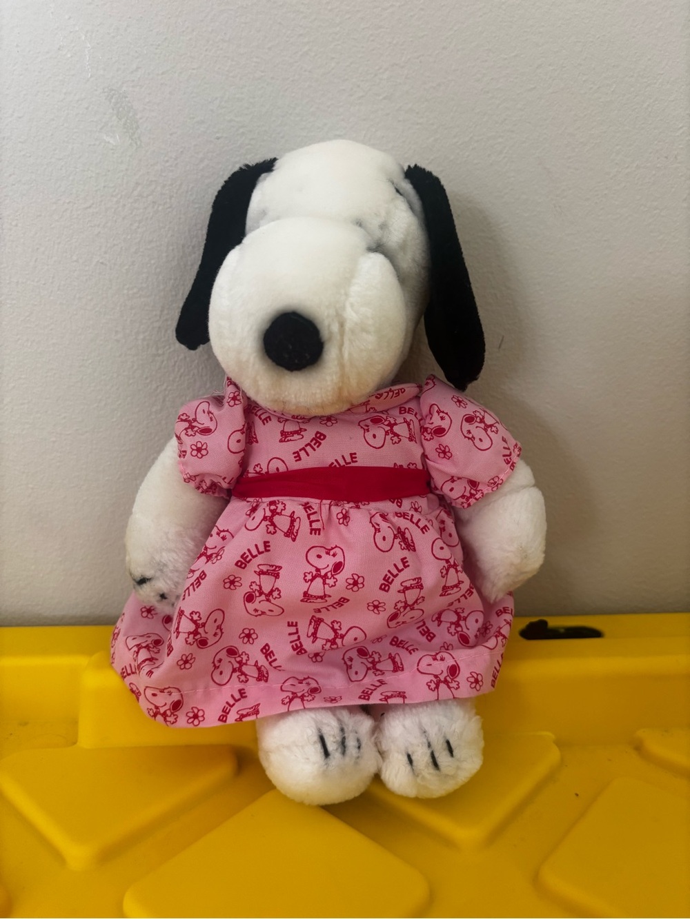 Vintage 1968 RARE Belle Pink-and-Black Plush Peanuts Snoopy